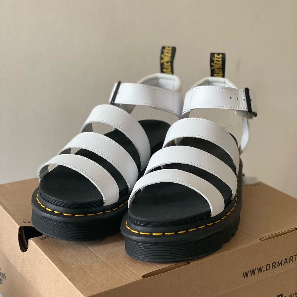 Dr. Martens Blaire White Platform Sandals